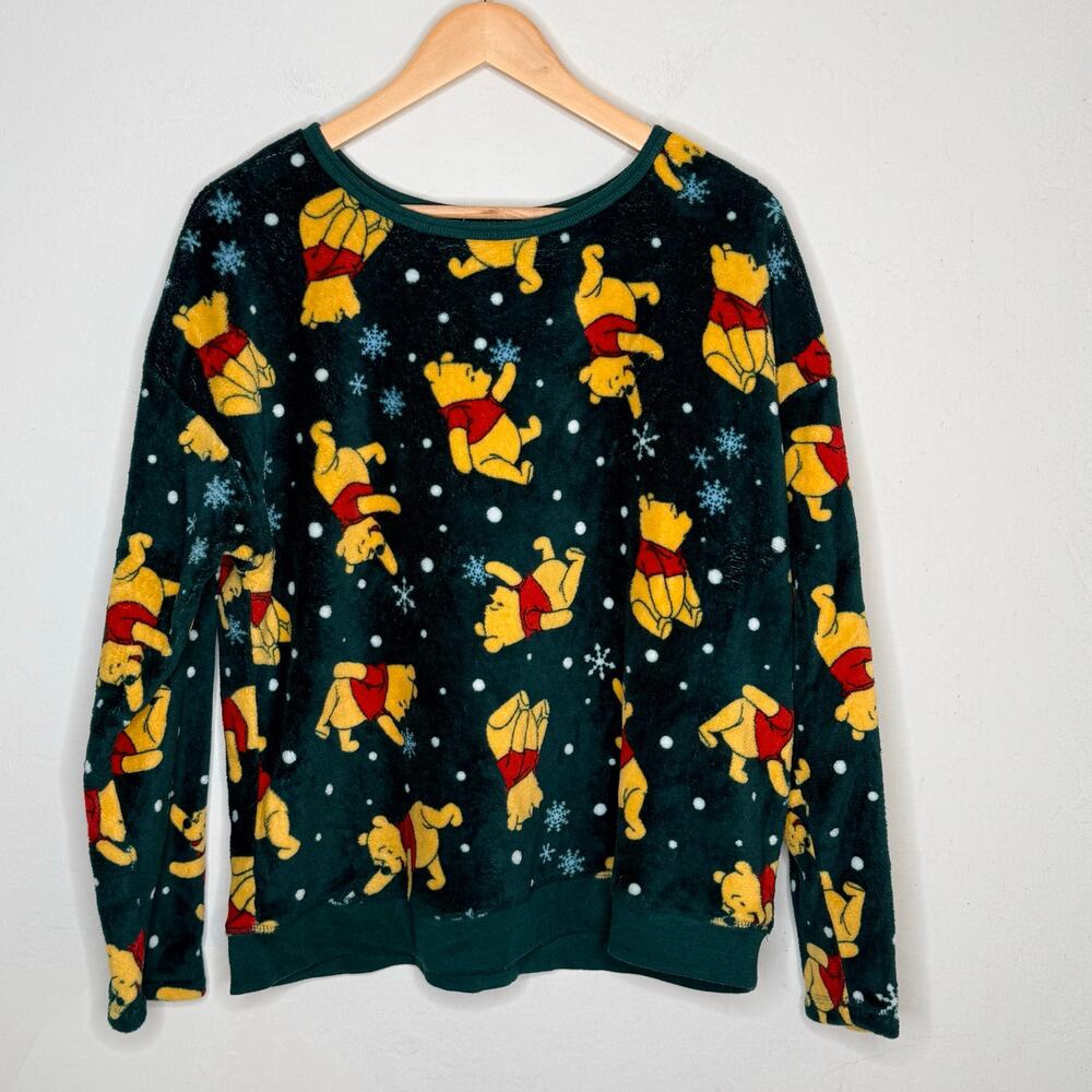 Disney Winnie the Pooh XL Green‎ Fleece Pajama Top Cozy Christmas Lounge Sleep